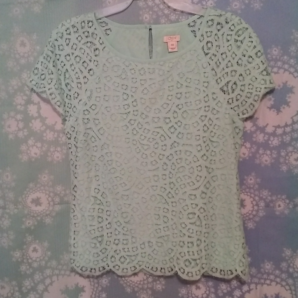 J. Crew Top Pastel Aqua (check size 00-2)